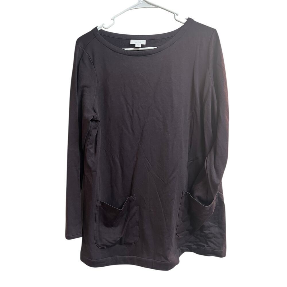 J.Jill PureJill Women's Tunic Top Purple Round Neck Pockets Lagen Look MP